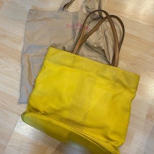 Isaac Mizrahi Kay Leather Yellow Tote Bag
